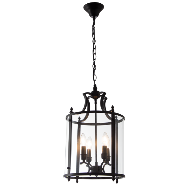 Matt Black Metal Pendant with Clear Glass (PEN604 BLACK)
