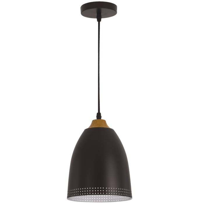 Metal Pendant with Wood Finish (PEN609 BROWN)