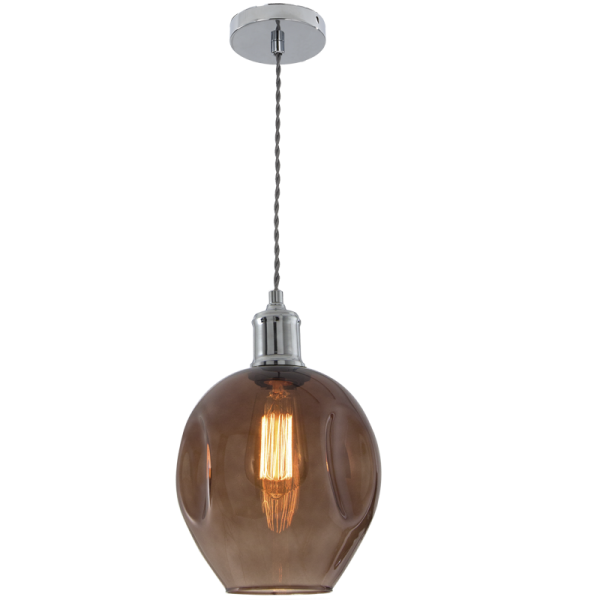Polished Chrome Pendant with Smoke Colour Glass (PEN611 SMOKE)
