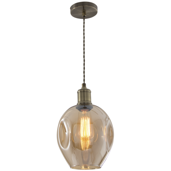 Antique Brass Pendant with Amber Glass (PEN612 AMBER)