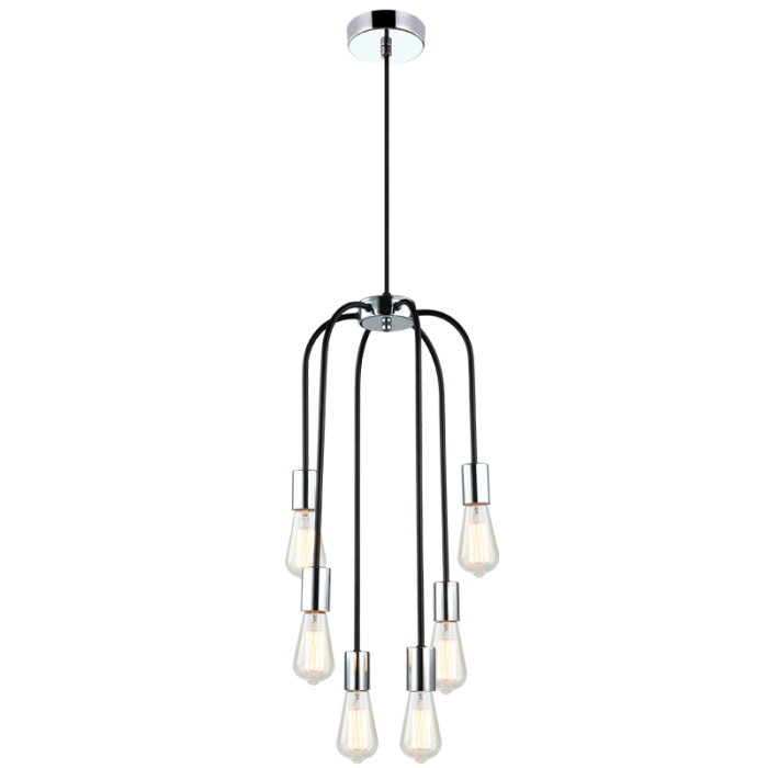Polished Chrome and Black Pendant (PEN621/6 CHROME/BLACK)