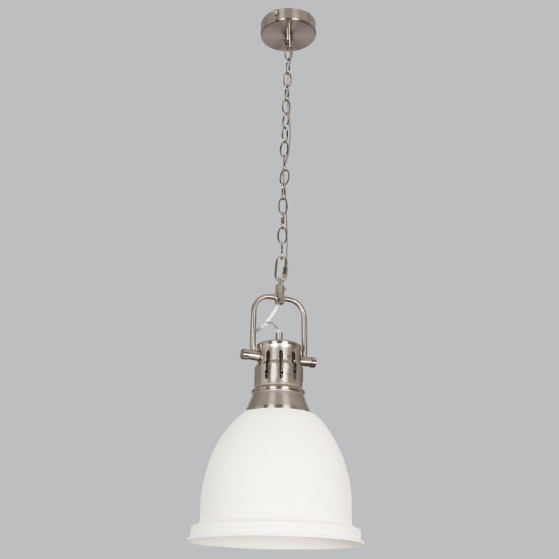 Satin Chrome Metal Pendant with Sand White Metal Cover (PEN640 WHITE)