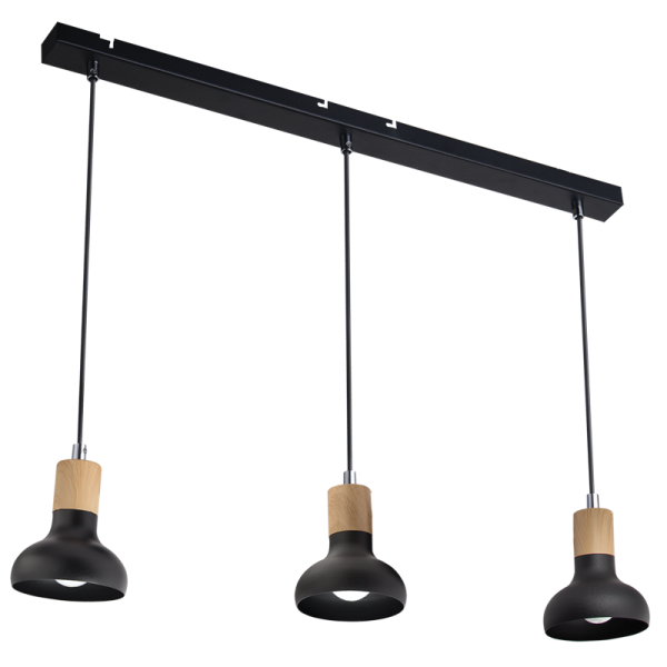 Metal with Wood Finish, Adjustable Cords (PEN649/3 BLACK)