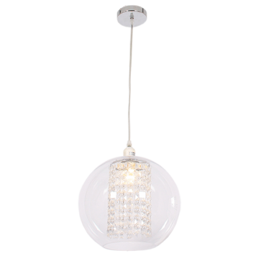 Polished Chrome Pendant with Clear Acrylic Cover and Acrylic Crystals (PEN679/1 CHROME)