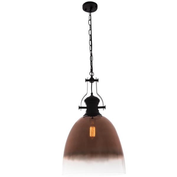 Black Metal Pendant with Faded Rose Gold Glass (PEN762 ROSE)