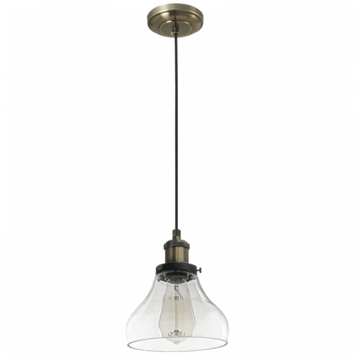 Antique Brass Pendant with Clear Glass (PEN920/1 CLEAR)