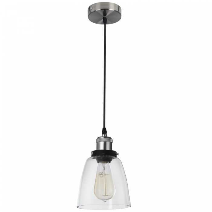 Satin Chrome Pendant with Clear Glass (PEN921 SATIN)