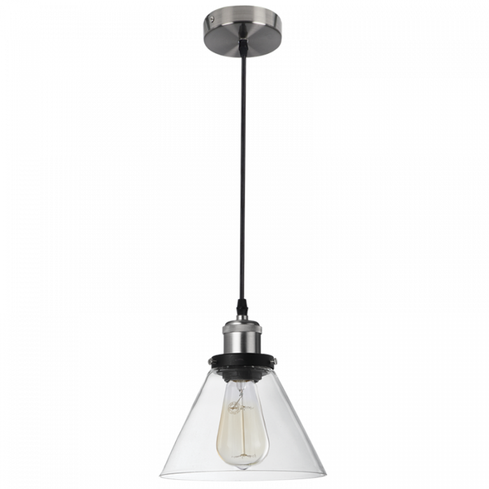 Satin Chrome Pendant with Clear Glass (PEN922 SATIN)