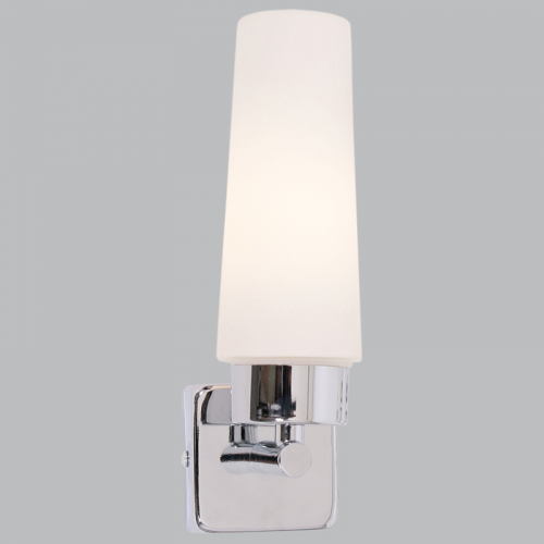 Polished Chrome Wall Bracket with White Glass, IP44 (ML030 CHROME)