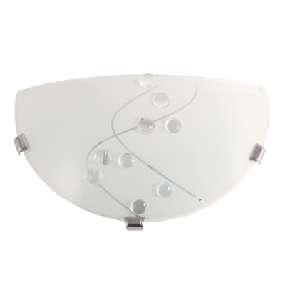 Metal Base with Patterned Frosted Glass and Chrome Clips (WB328 CHROME)