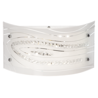 White Patterned Glass with Crystals and Polished Chrome Clips (WB334 LED)