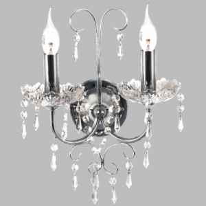 Polished Chrome Wall Bracket with Crystals (WB388/2 CHROME)