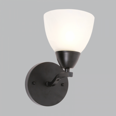 Metal Wall Bracket with Alabaster Glass (WB452/1 MATT BLACK)