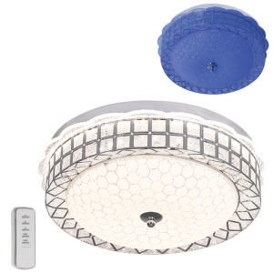 RGB Colour Changing Ceiling Fitting with Frosted Patterned Glass, Acrylic and Remote Control (CF164 RGB)