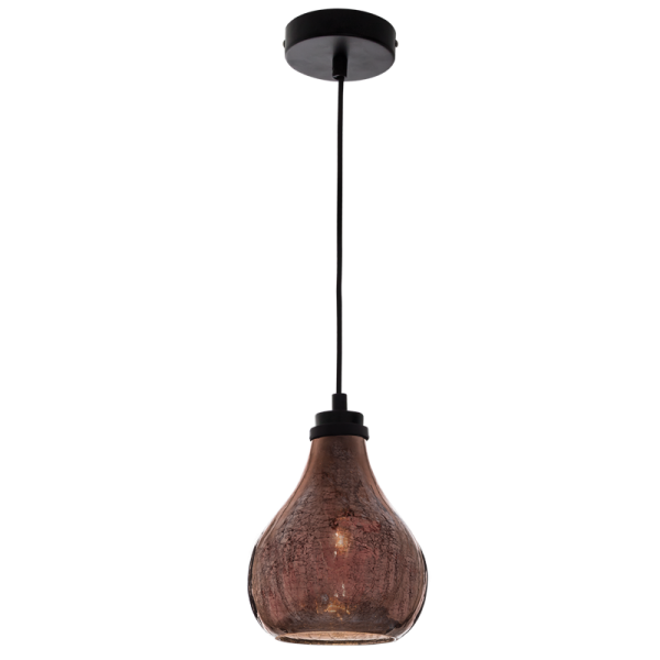 Metal and Rose Copper Colour Glass Pendant (PEN416 ROSE COPPER)