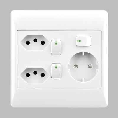 2 New RSA Sockets + Schuko with 3 Switches – 4 X 4 (EPL334 WHITE)
