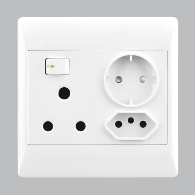 16 AMP Plug + New RSA Socket + Schuko – 4 X 4 (EPL332 WHITE)