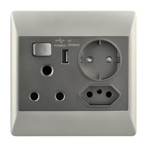 16 AMP Plug + New RSA Socket + USB + Schuko – 4 X 4 (EPL361 DUO)