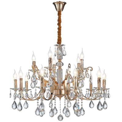 Iron, Clear Glass and Crystal Chandelier (CH511/15 CRYSTAL)