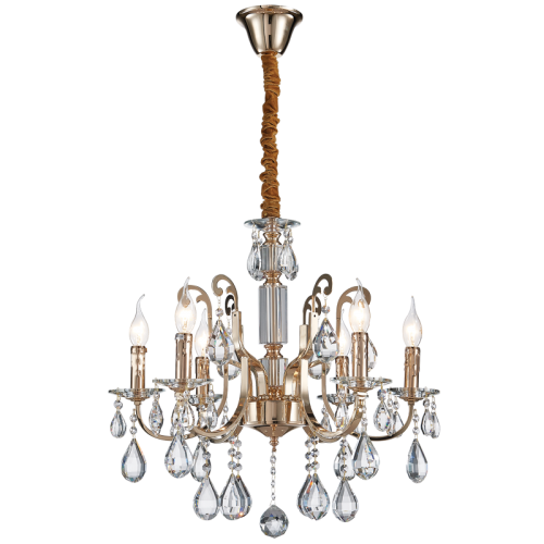 Iron, Clear Glass and Crystal Chandelier (CH511/6 CRYSTAL)