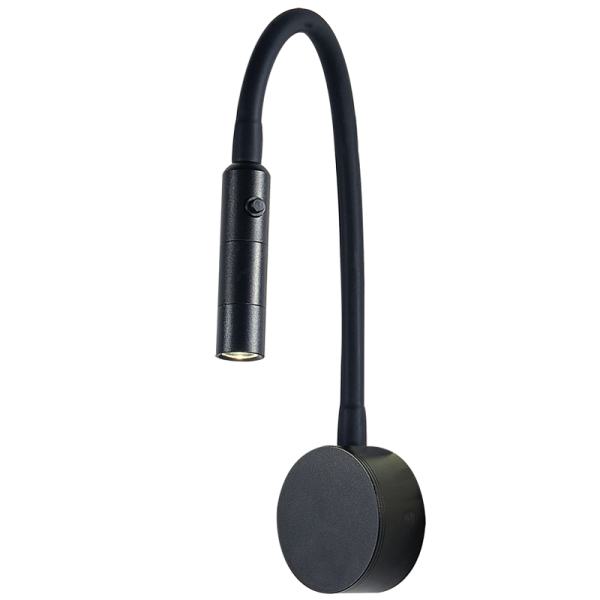 Metal LED Wall Light with Flexible Arm and Switch (WB217 BLACK)