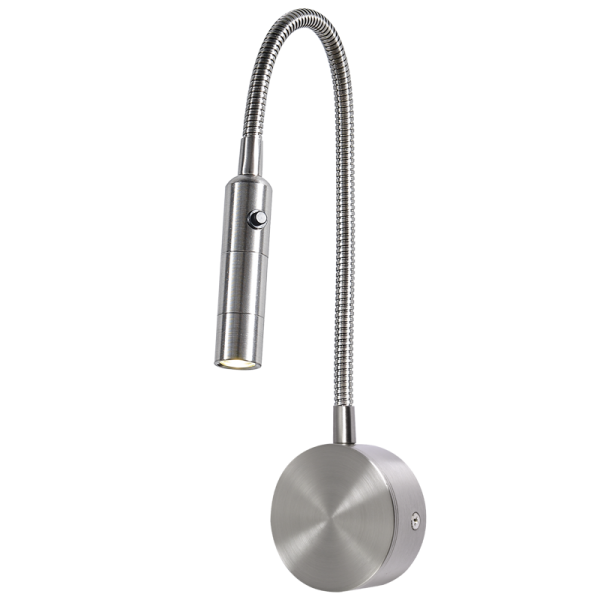 Metal LED Wall Light with Flexible Arm and Switch (WB217 SATIN)