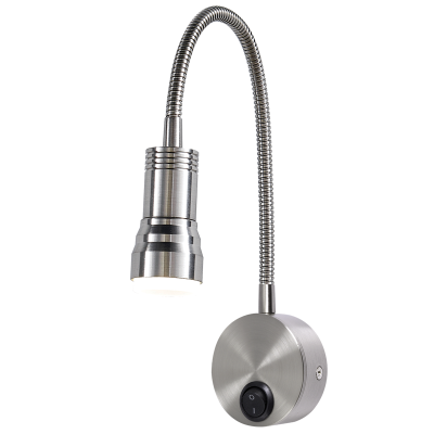 Metal LED Wall Light with Flexible Arm and Switch (WB219 SATIN)
