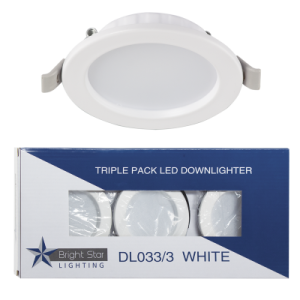 Triple Pack LED Polycarbonate Down Lights (DL033/3 WHITE)