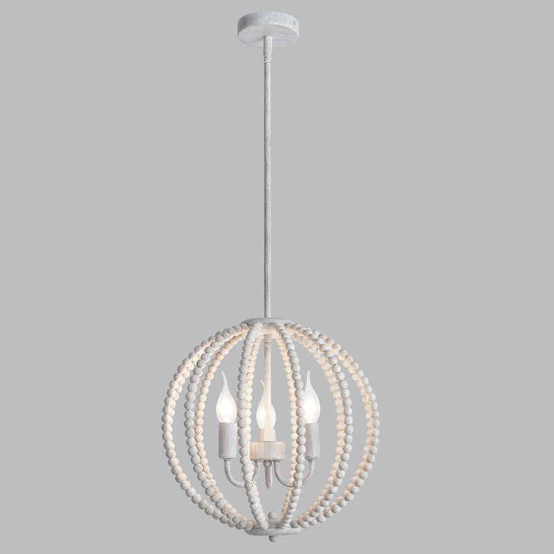 Metal and Wood Bead Chandelier (CH896/3 BEAD)