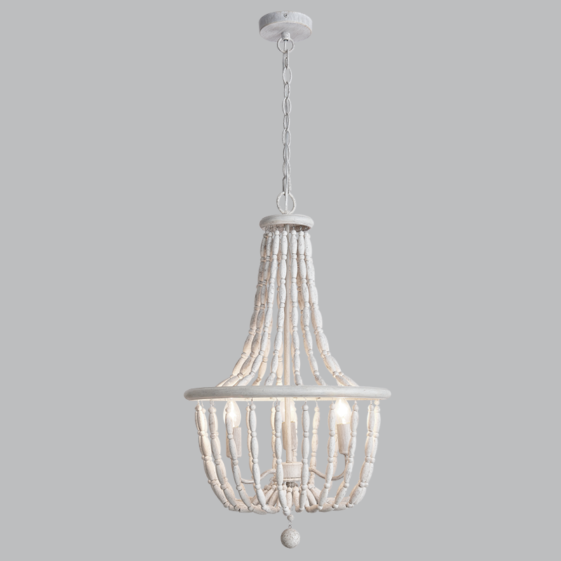 Metal and Wood Bead Chandelier (CH895/3 BEAD)