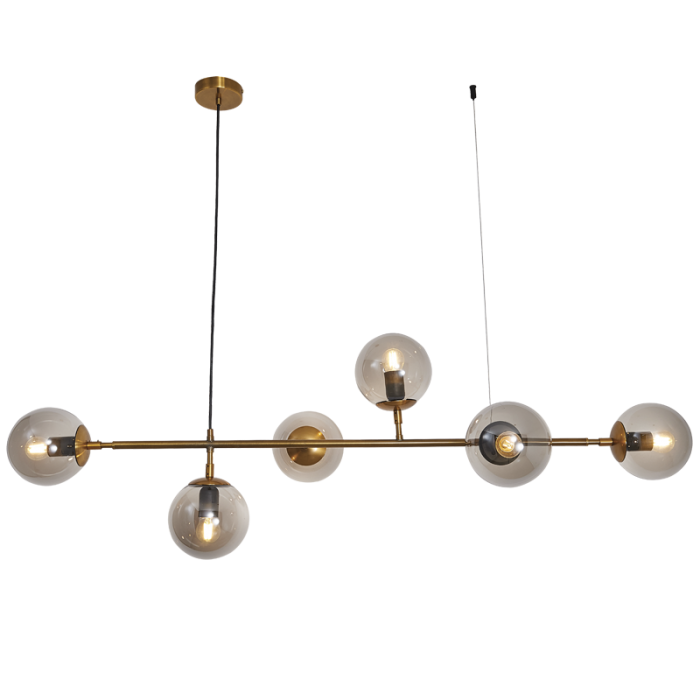 Satin Gold Chandelier with Smoke Colour Glass (CH508/6 GD/SM)
