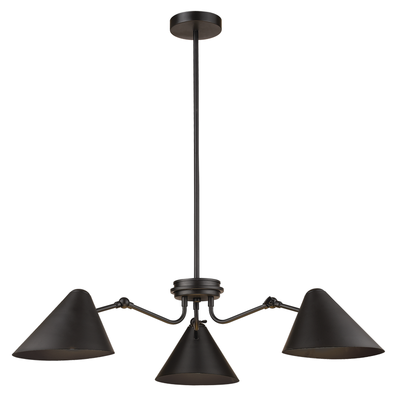 Metal Chandelier, Adjustable Height (CH514/3 BLACK)