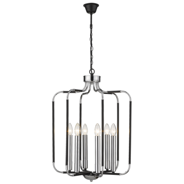 Polished Chrome and Black Chandelier (CH515/6 CHROME)