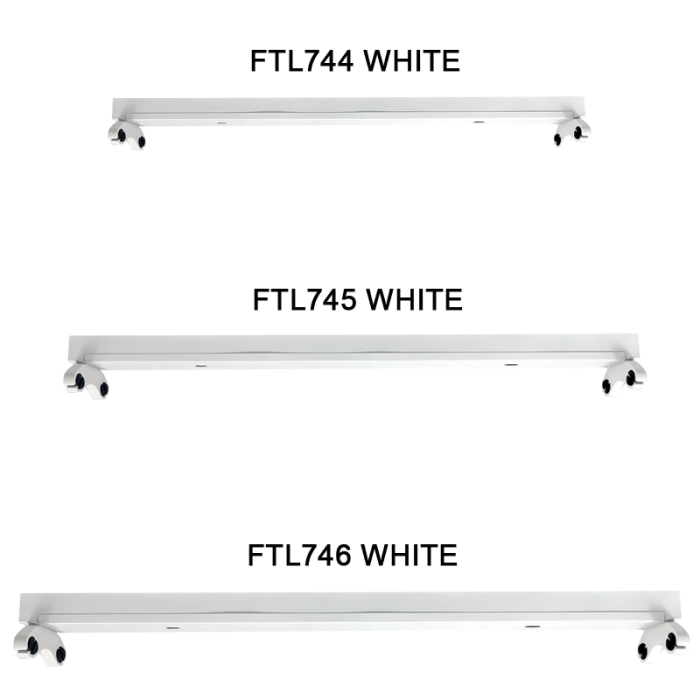 LED, 2 x G5 T5 PC Lamp holders, Metal Base, 2 Side Power (FTL744, FTL745, FTL746 WHITE)