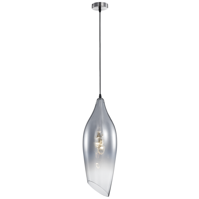 Satin Nickel Pendant with Smoke Colour Glass (PEN553/1 SMOKE)