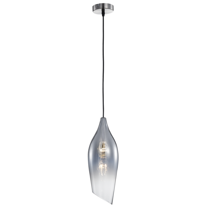 Satin Nickel Pendant with Smoke Colour Glass (PEN554/1 SMOKE)
