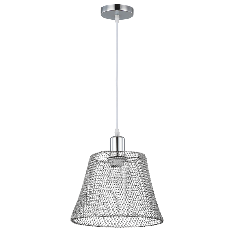 Steel Mesh Polished Chrome Pendant with White Cord (PEN517 CHROME)