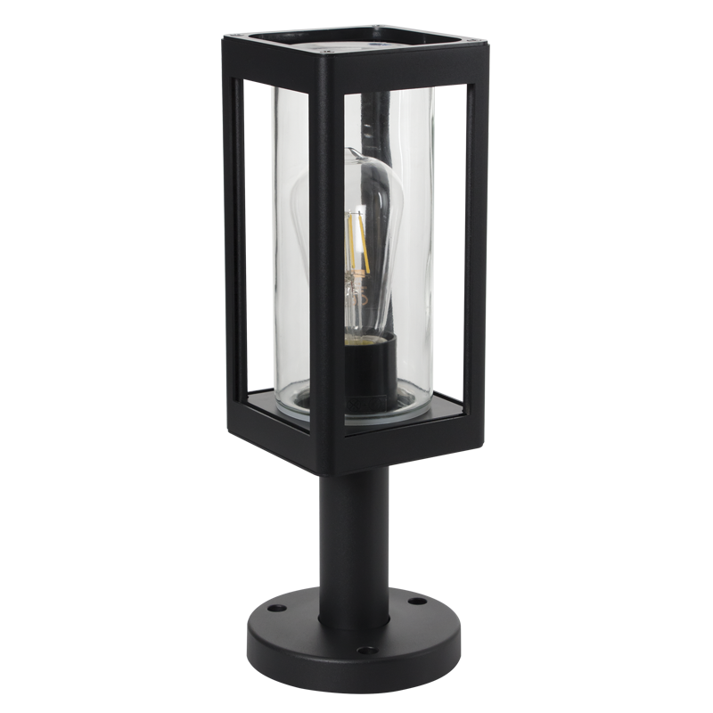 Aluminium Pillar Lantern with Clear Glass (L374 MATT BLACK)