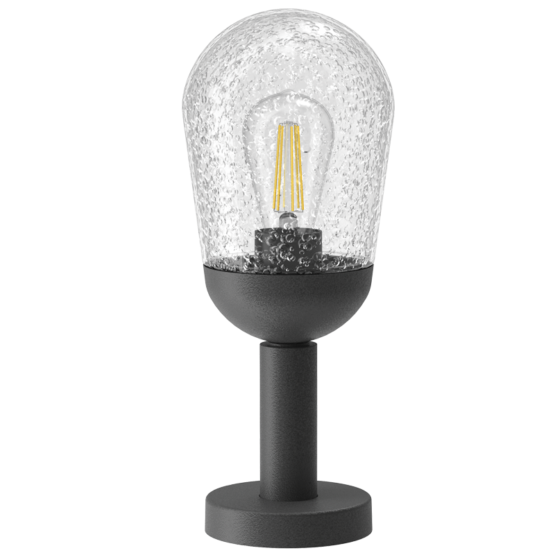 Aluminium Pillar Lantern with Clear Speckled Glass (L373 MATT BLACK)