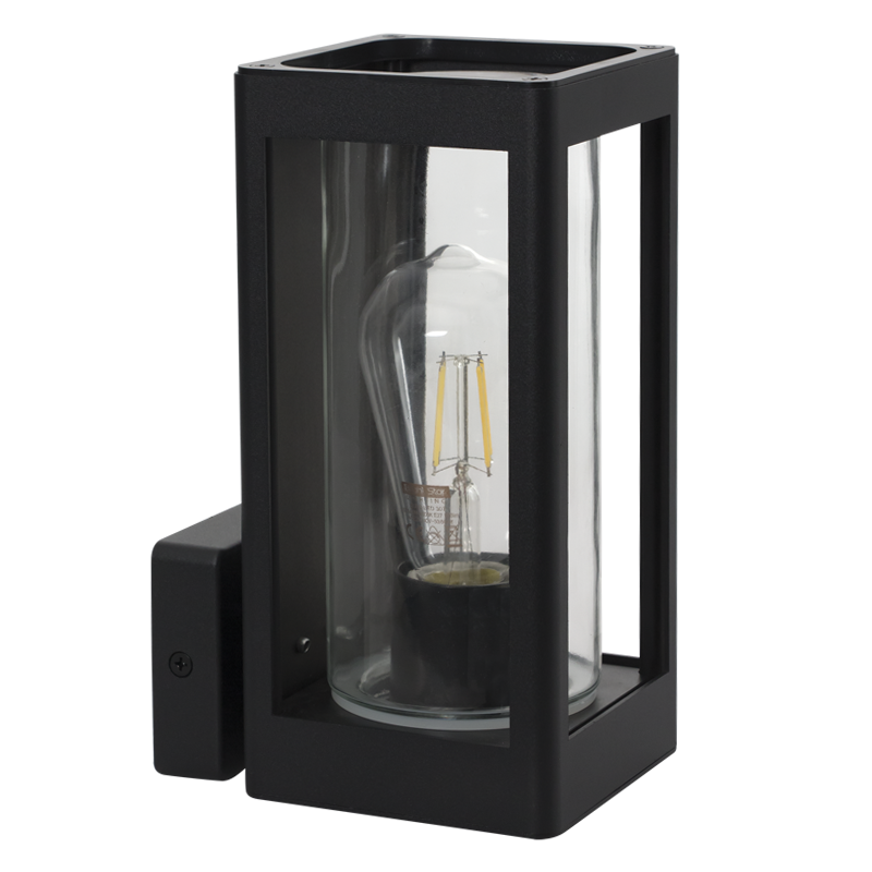 Up Facing Aluminium Lantern with Clear Glass (L369 MATT BLACK)