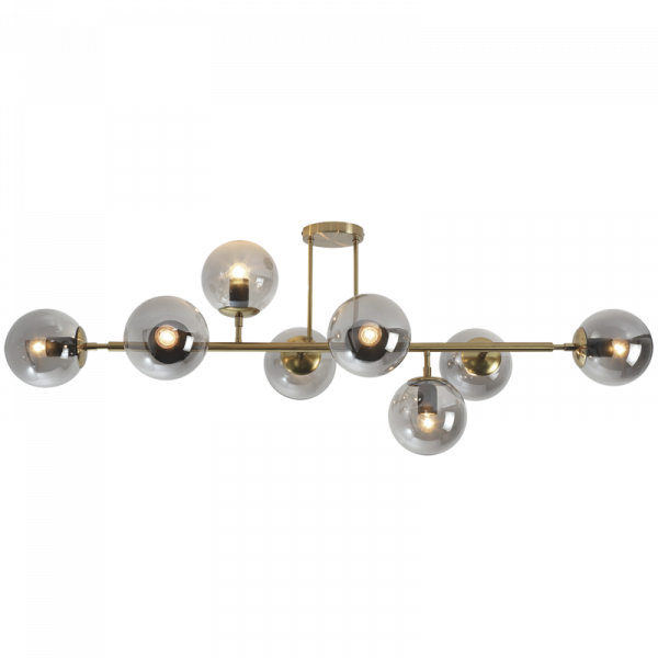 Satin Gold Metal Ceiling Fitting with Smoke Colour Glass (CF562/8 GD/SM)