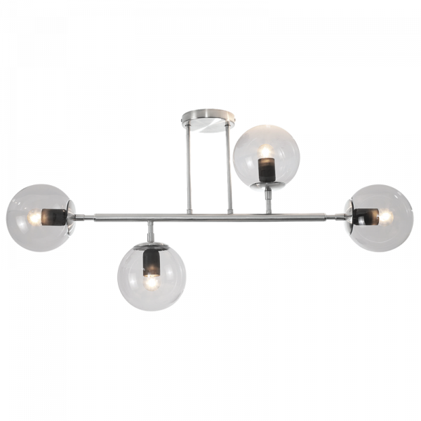 Satin Chrome Ceiling Fitting with Clear Glass (CF561/4 SATIN)