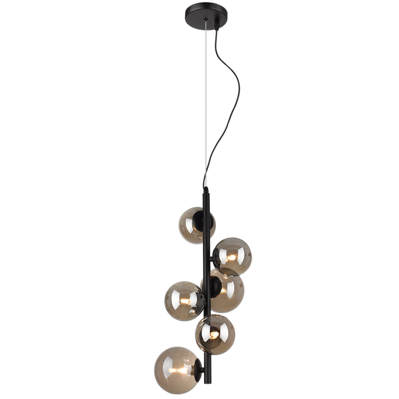 Metal Pendant with Smoke Colour Glass (PEN470/6 MATT BLACK)