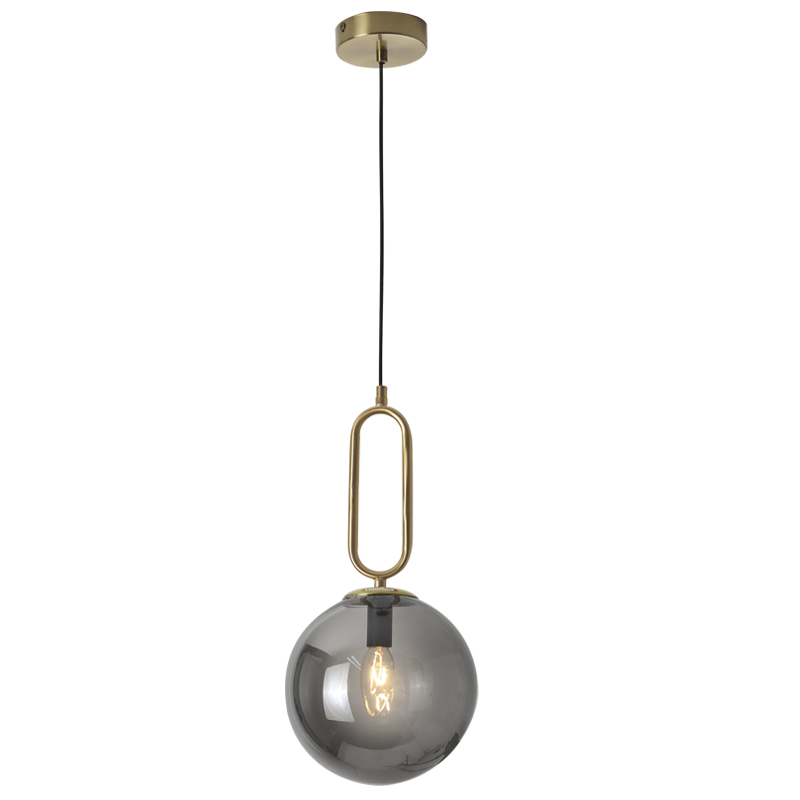 Gold Colour Metal Pendant with Smoke Colour Glass (PEN463 GD/SM)