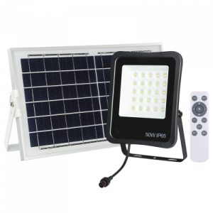 50W LED Aluminium Floodlight with Tempered Glass Lens and Solar Panel, IP65 (FL077 SOLAR)