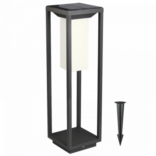 Die Cast Aluminium Pillar Outdoor LED Solar Light with Sensor and Spike, IP65 (LS021 MATT BLACK)