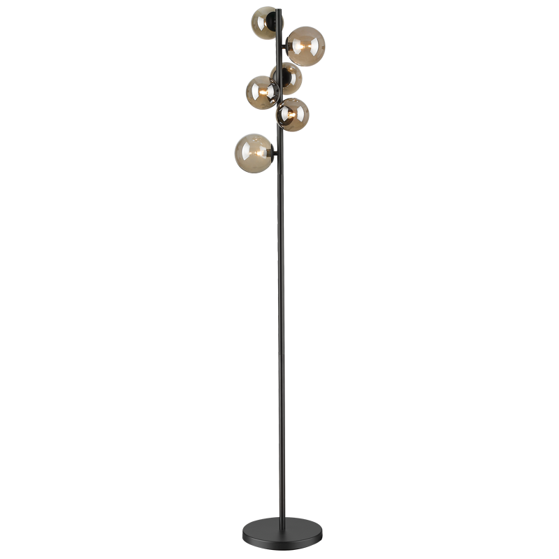 Floor Lamp with Smoke Colour Glass (SL401 MATT BLACK)