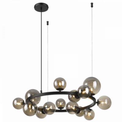 Metal Pendant with Smoke Colour Glass (PEN472/14 MATT BLACK)