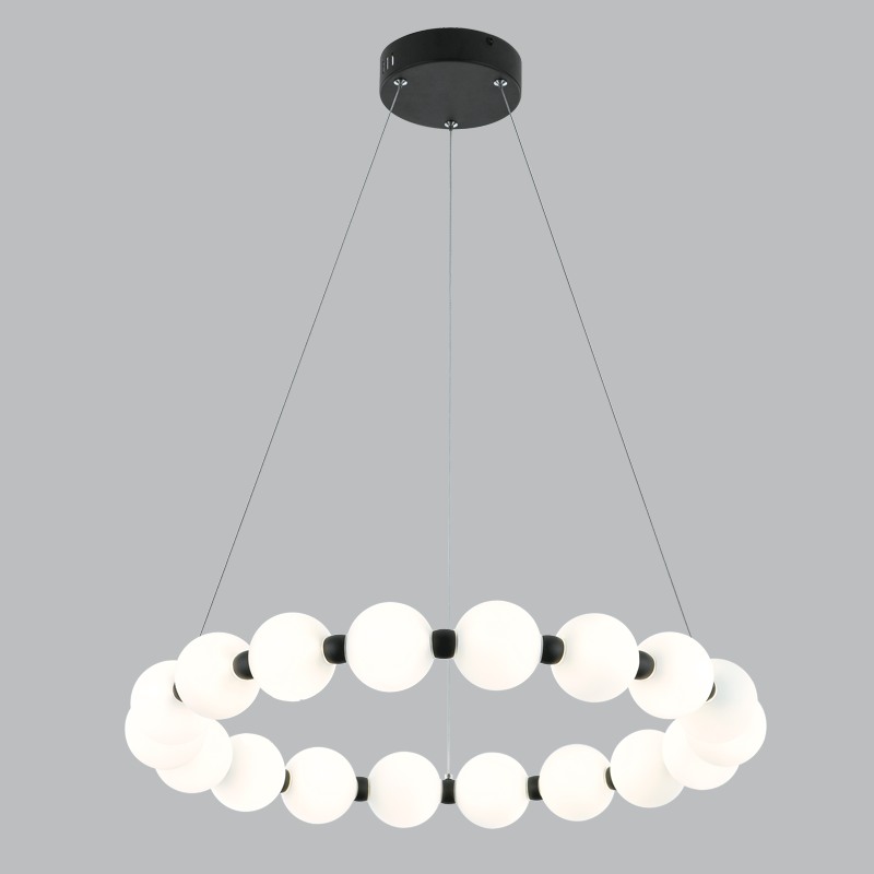 Aluminium and Opal Glass Pendant (PEN795/12 BLACK)