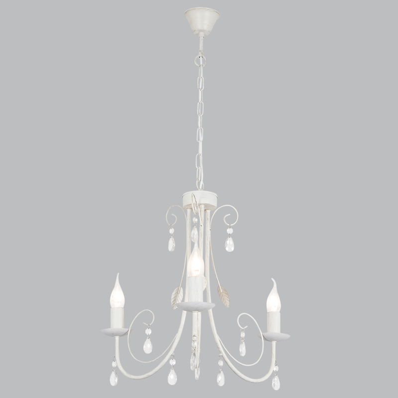 Metal Chandelier with Clear Acrylic Crystals (CH360/3 FOSSIL WHITE)